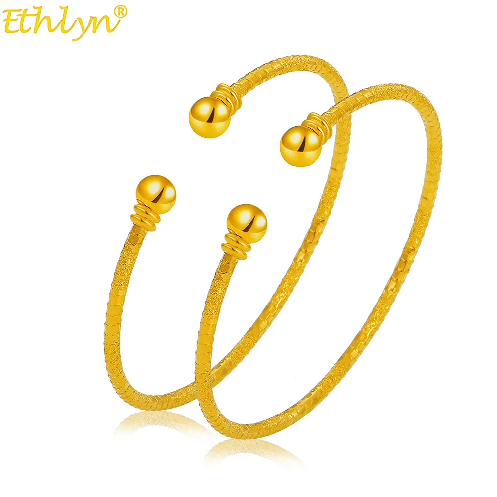 2 pcs/lot New Gold Color Africa Jewelry Ethiopian Ball Gold Bangle&Bracelet Dubai Bangles for Women Gifts MY63