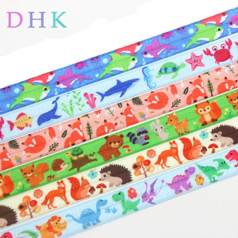 DHK 5/8 'ɵ ярдов лисы с изображение акулы или динозавра короткими рукавами