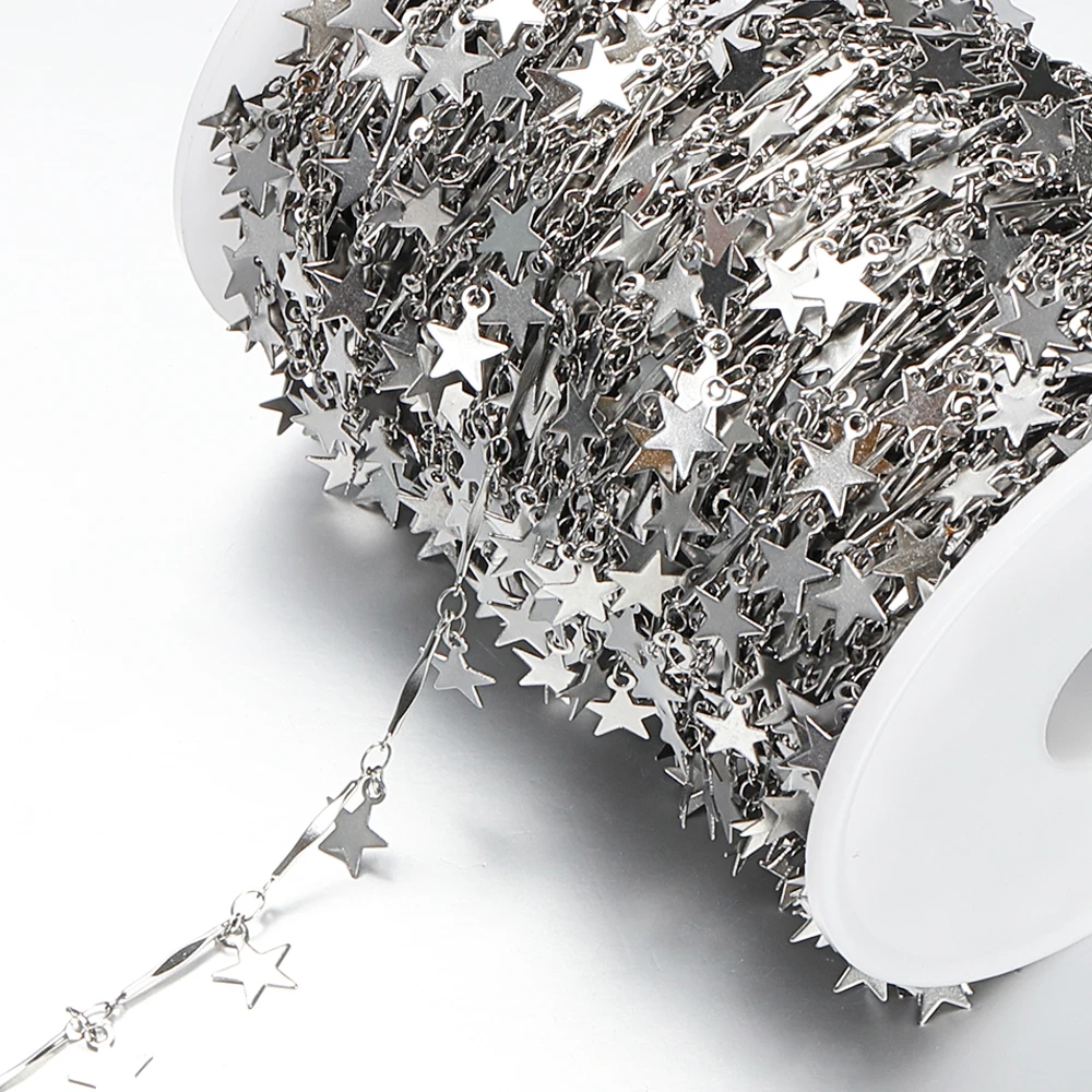 

1meter Stainless Steel Star Chains Link Chain Jewelry Findings for Women Necklace Bracelet Making High Quality Choker DIY