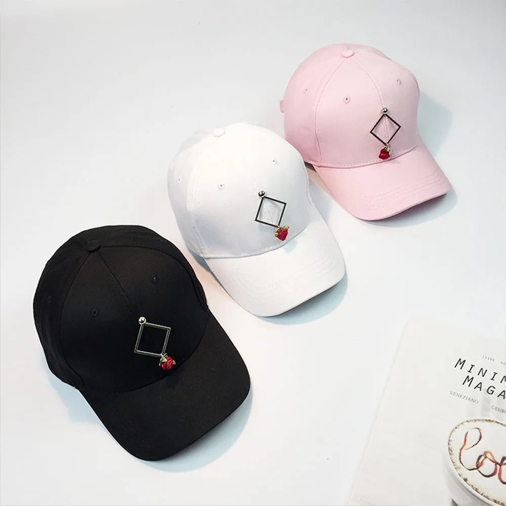 Летняя модная повседневная хлопковая металлическая бейсболка с розовым