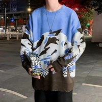 harajuku sweater men autumn casual clothes mountain pattern long sleeve shirts knitted sweaters men pullover jumpers brand new