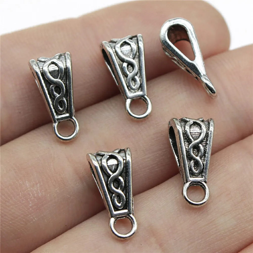

Antique Silver Color 15x7x6mm Triangle Hanging Buckle Bails Charm For Making Jewelry Girlfriend 20 Pieces