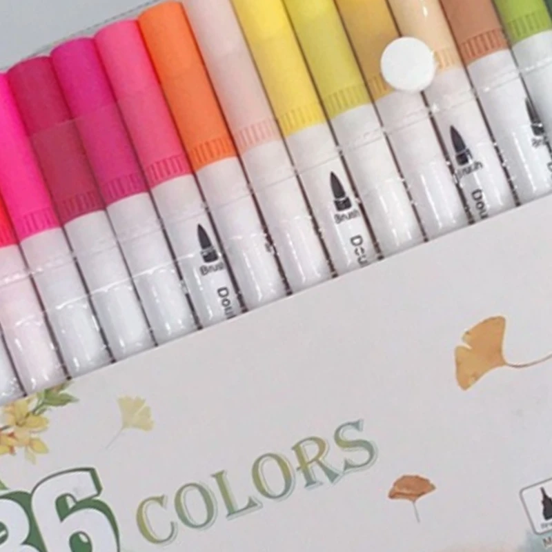 

36 Colors Double-Headed Hook Pen Color Marker Soft Head Watercolor Pen Art Supplies Children Gift Painting Set