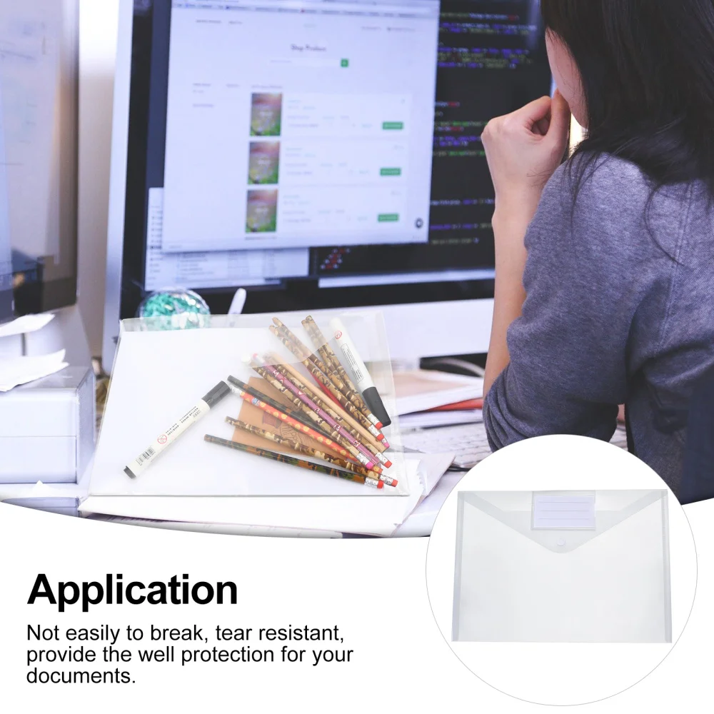 

10 Pcs Transparent File Storage Bags A4 Document Storage Bag File Organizer