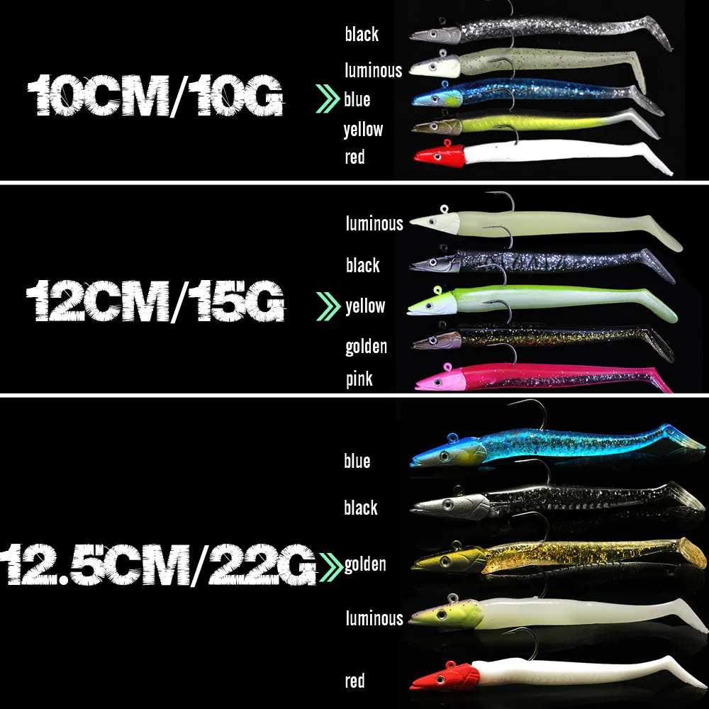 

DAGEZI 10g/15g/22g Swimbaits Lead Head JIG Glow Soft Lure Soft bait with Fishing Hook fishing Tackle Pesca Soft Fishing Lure