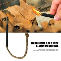 tinder cord fire starter with aluminum bellows waterproof wax wick %e2%80%8bfire starter portable wick hemp cord for outdoor survival