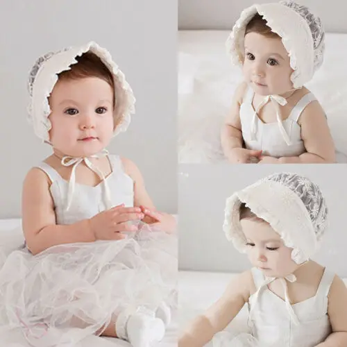

Hats Caps Baby Girl Kids Lace Bucket Solid Beige Hat Cap Beanie Bonnet Cotton Print Breathable Soft Casual Summer Hair Hat 0-24M