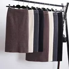 Женская трикотажная юбка, Длинная вязаная прямая юбка в рубчик с разрезом и эластичным поясом, 50-80 см, Осень-зима