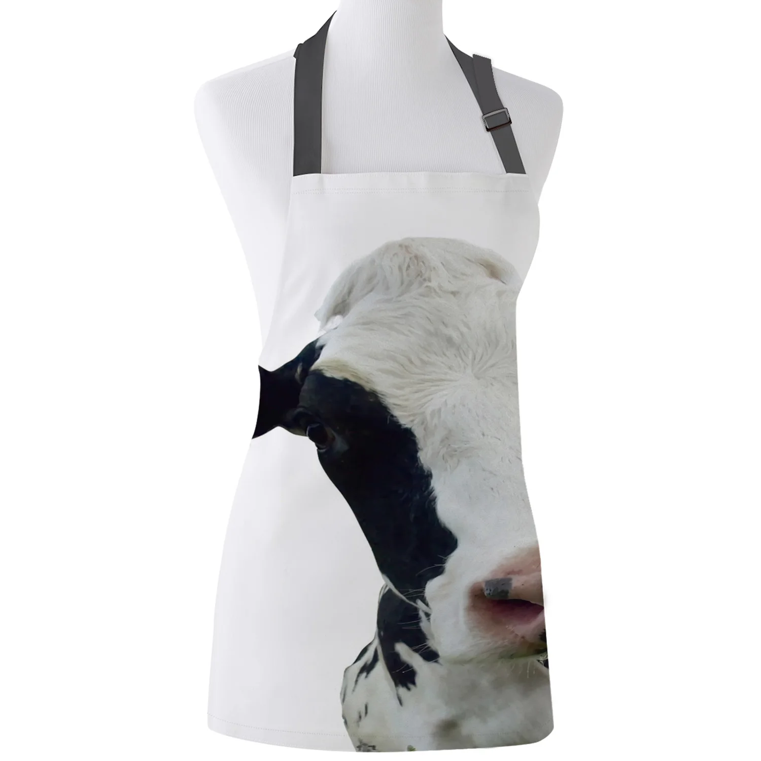 

Personalized Aprons Cow Black White Animal Female Couples Kids Bib Canvas Kitchen Apron For Cooking Baking Restaurant Pinafore