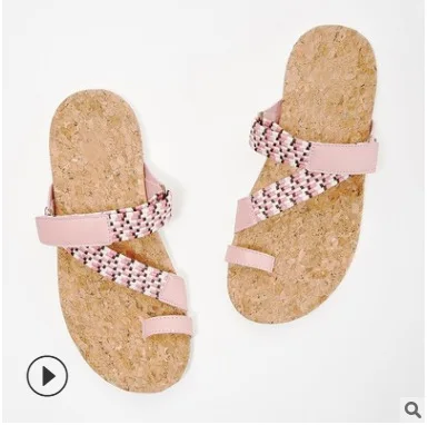 

New style women's shoes European and American diamond flat slippers casual flip flop