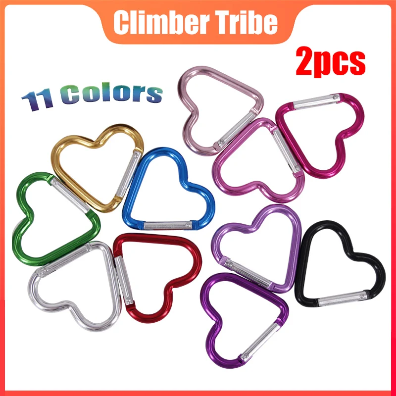 2 шт. карабины для скалолазания в форме сердца сплав алюминиевый рюкзак кемпинга