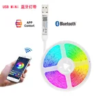 Светодиодная лента с Bluetooth, 5050 RGB, 1 м, 5 в пост. Тока, питание от USB, 18 светодиодовм, музыка, дистанционное управление через приложение, лента для подсветки телевизора
