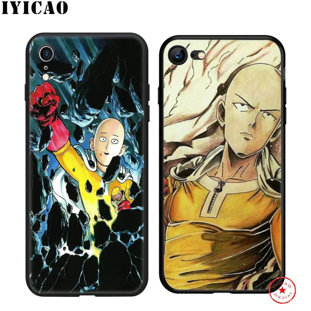 IYICAO One Punch Man мягкий черный силиконовый чехол для iPhone 11 Pro Xr Xs Max X или 10 8 7 6 6S Plus 5 5S SE |