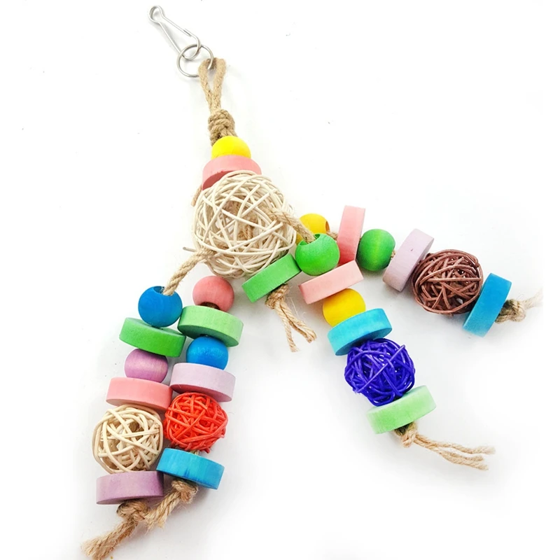 Legendog Parrot Lager Chewing Toy Bird Interesting Natural Rattan Hanging Colorful Bite Ball Hand Woven | Дом и сад