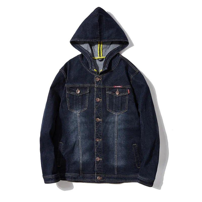 

Big yards men's elastic cultivate morality even cap denim jacket fashion fertilizer increased coat jacket loose nut