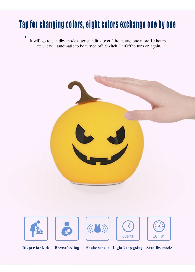 Pаспродажа Ｊack-o '-Ｌantern Halloween Ｓhot Ｓmall ＮightＬight Ｆestive Ａtmosphere Ｌight 7 Ｃolor Ｄecoration Ｐrops USB Ｓmall Ｄesk Ｌamp