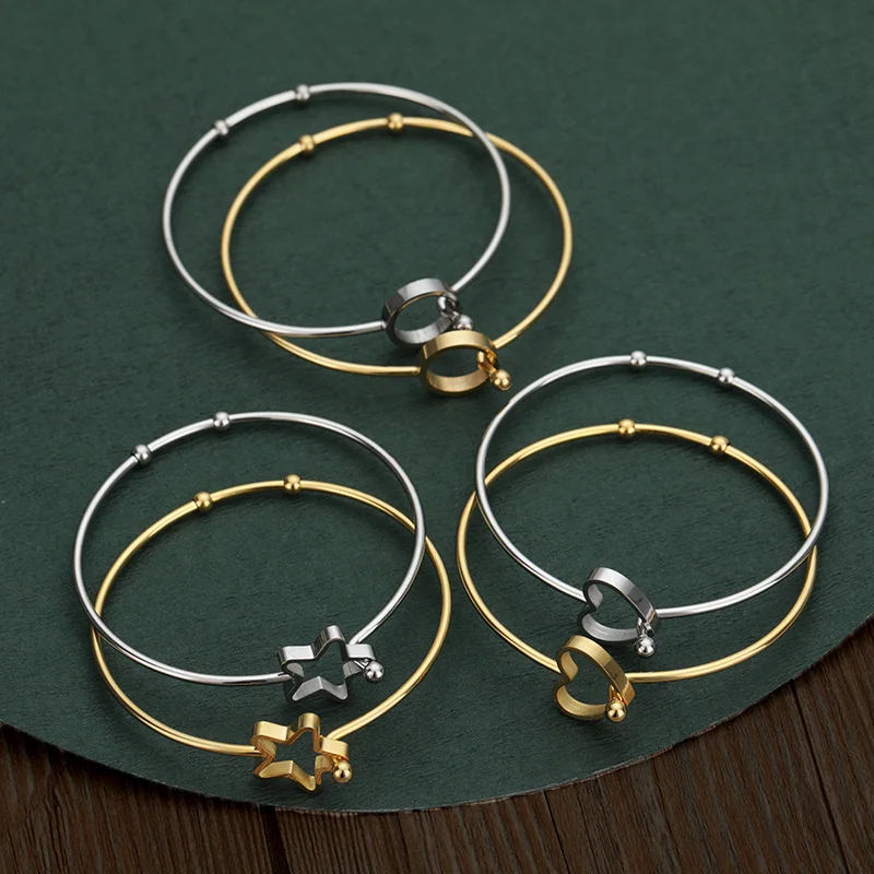 

Five Pointed Star Round Bangles For Women Men Gold Stainless Steel Bangle Bracelet luxury Birthday Jewelry Accessories Gift 2021