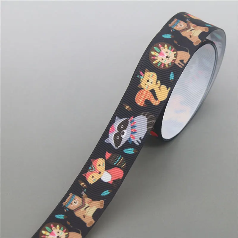 DHK 5 ярдов Пижама с изображениями лисичек напечатан Grosgrain ленты ленточный