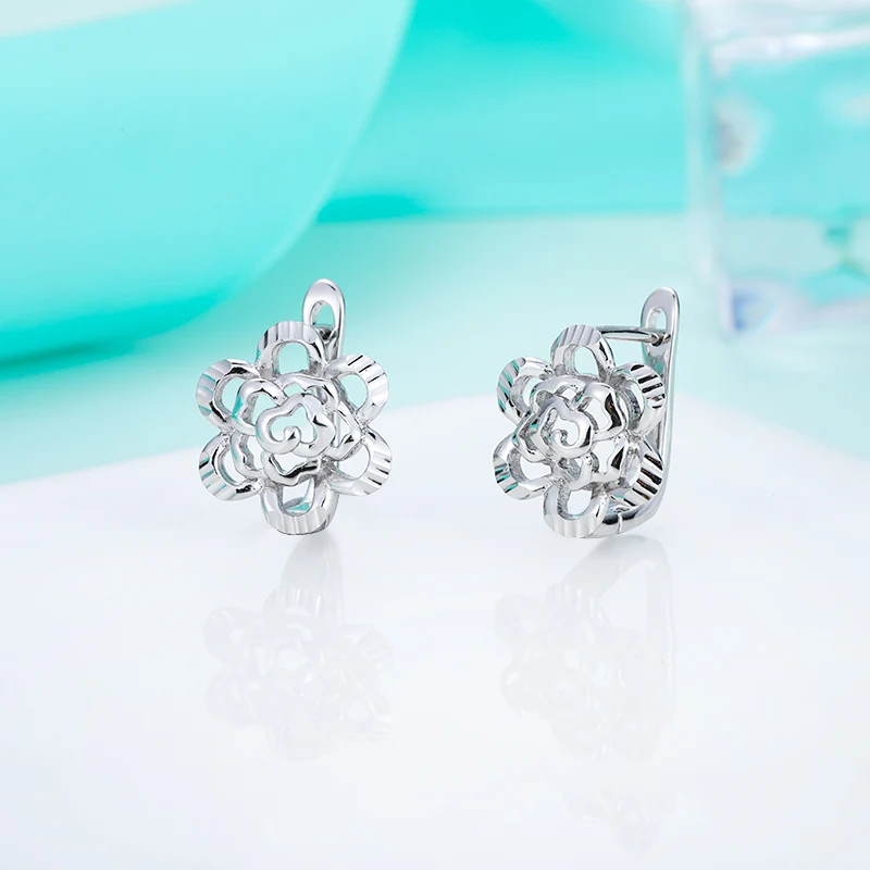 Новые модные простые серьги-гвоздики с полыми цветами медные маленькие серьги