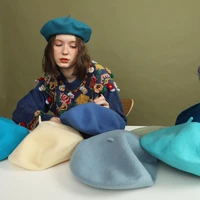 new women girl beret french artist warm wool winter beanie hat cap vintage plain beret hats solid color elegant lady winter caps