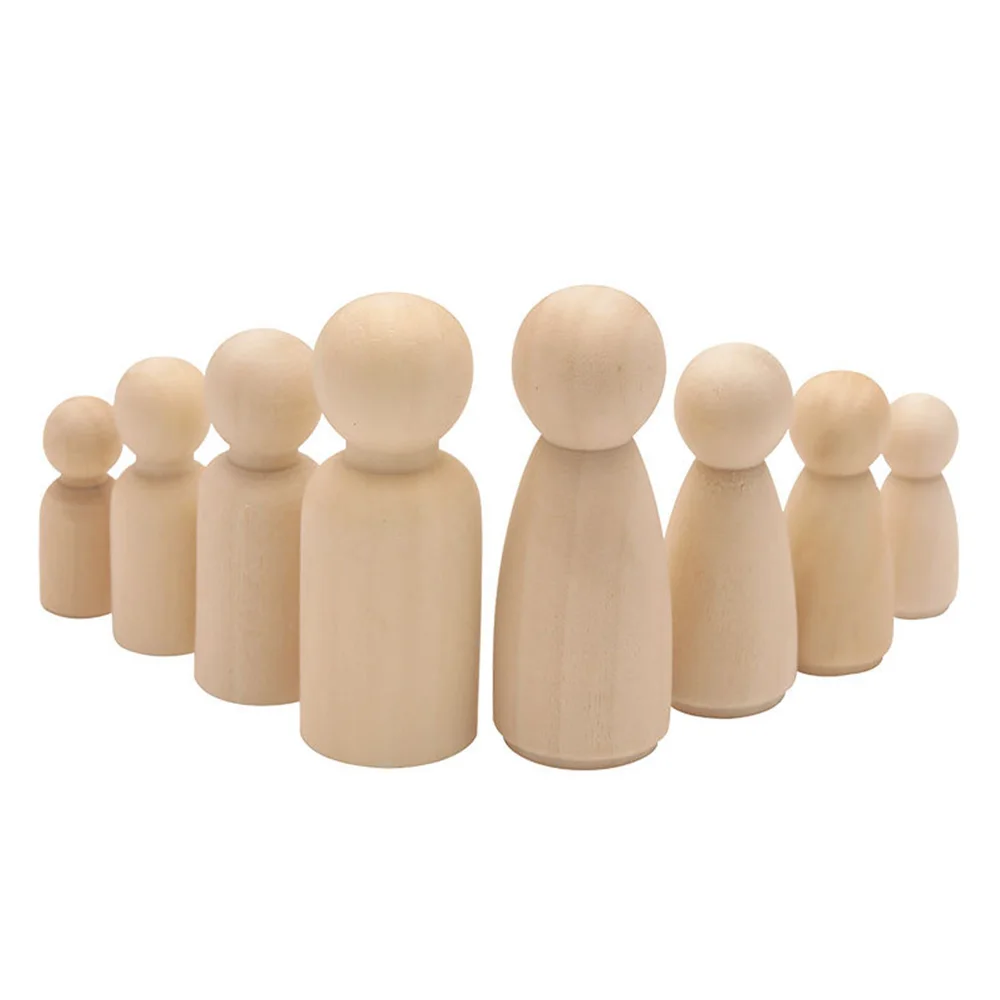 Juego de 50 unids/set de mu&ntilde;ecas masculinas y femeninas de madera, de 35/43/55/65mm, con pintura a Color, decoraciones para cuerpos, juguetes para garabatos-3