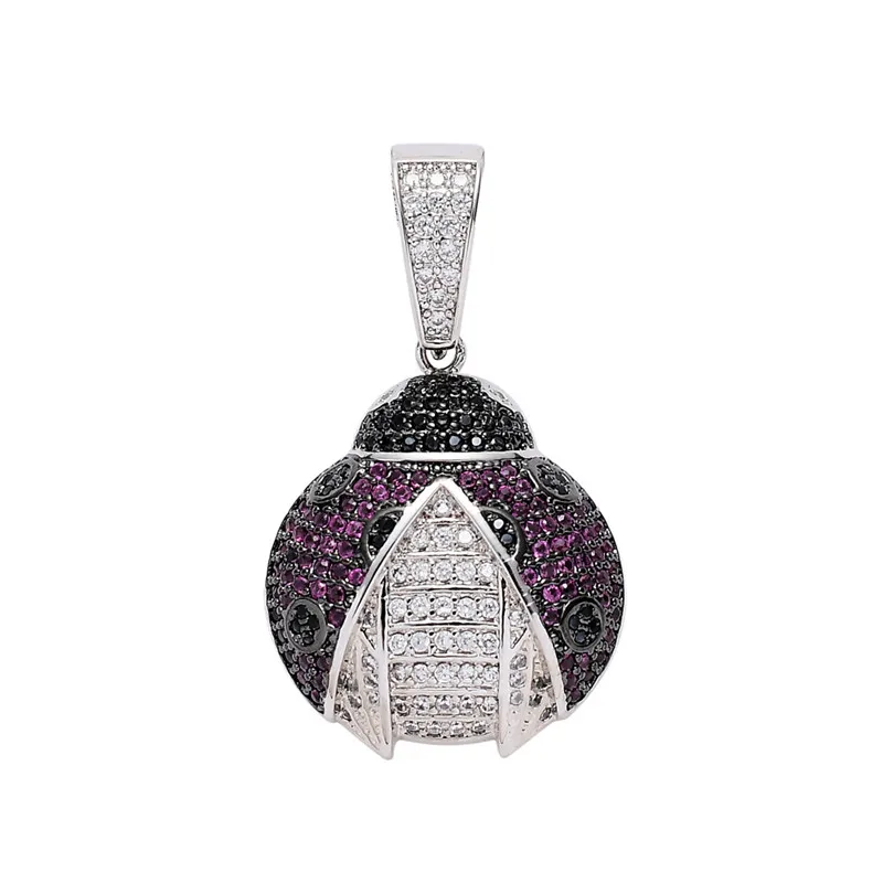 Новый цепи из нержавеющей стали кубический циркон подвеска &quotБожья коровка&quot