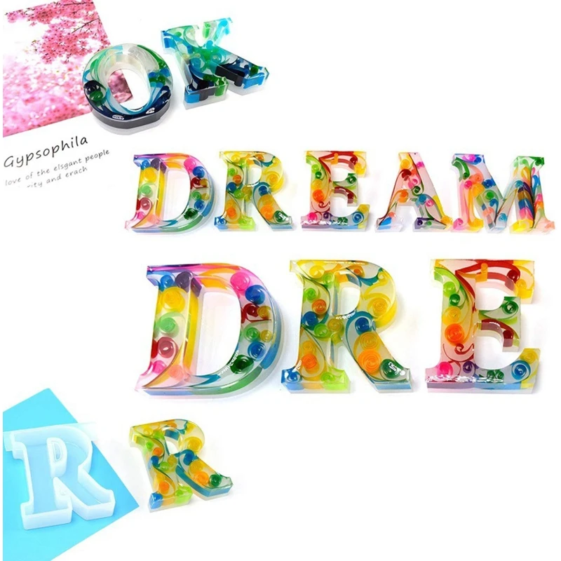 

1 Set DIY Crystal Epoxy Resin Mold Letter Number Keychain Pendant Silicone Mould