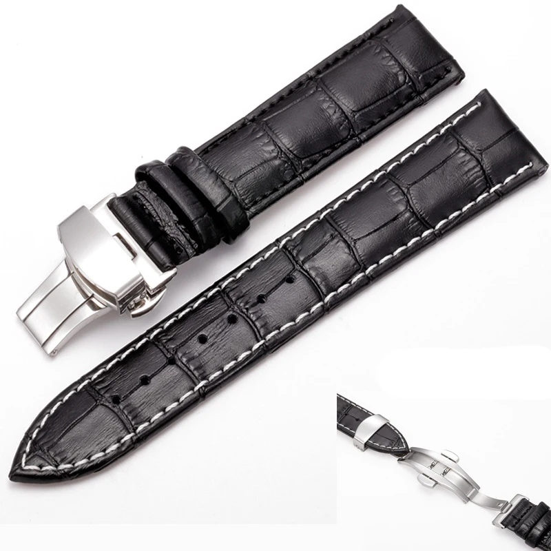 Ремешок для часов ремешок из кожи 18 мм 20 22 складная застежка аксессуары браслеты