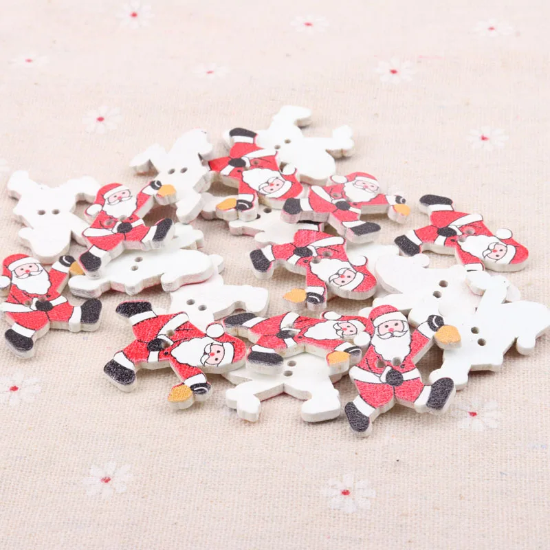 20 шт Санта клаузе покраска дерева объемные кнопки ручной работы Скрапбукинг