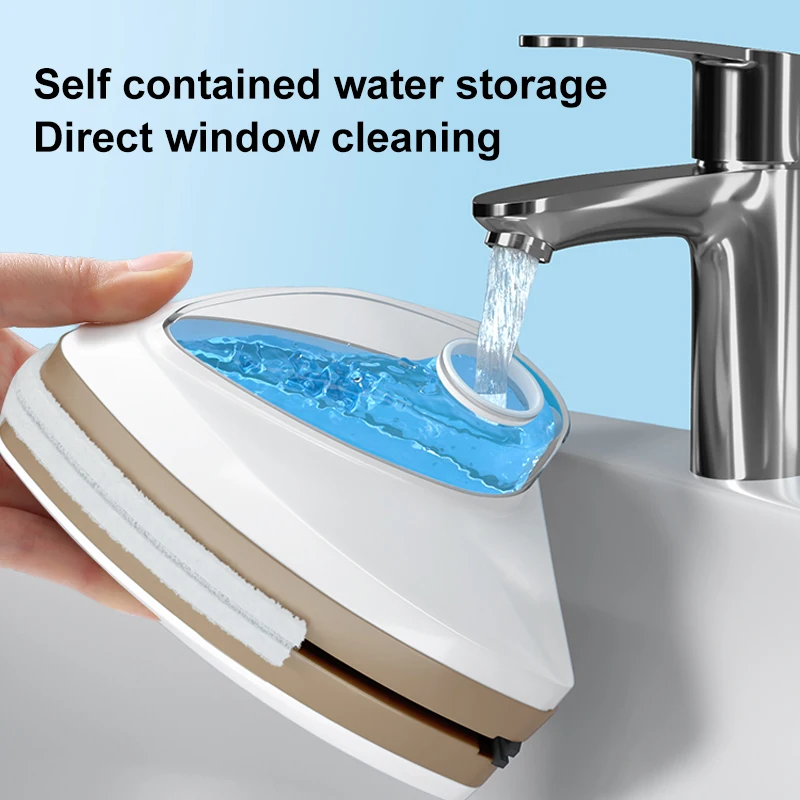 Herramienta de limpieza de ventanas de vidrio magn&eacute;tico, limpiador de ventanas especial para el hogar, descarga autom&aacute;tica de agua, doble capa-1
