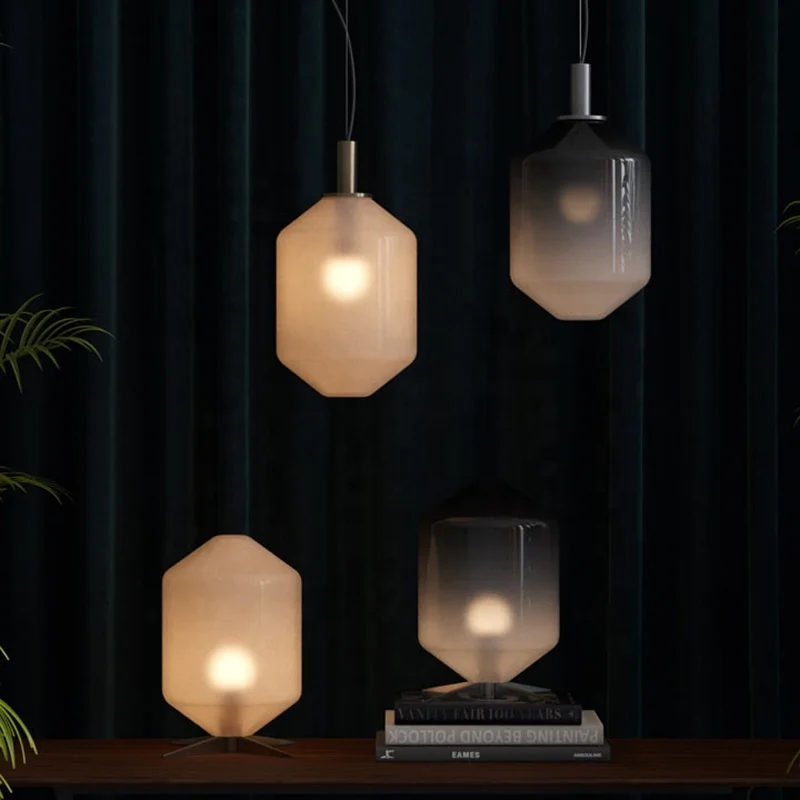 Комнатная градиентная лампа цвета шампанского дыма со стеклянной основой