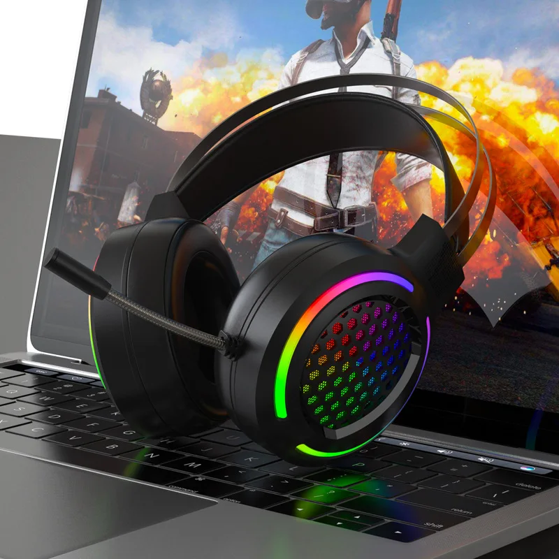 2021 New X2 Hollow Hollow Headphones RGB Gaming Chicken Game USB 7.1 Headset Headset Wired Computer Office Subwoofer Headset