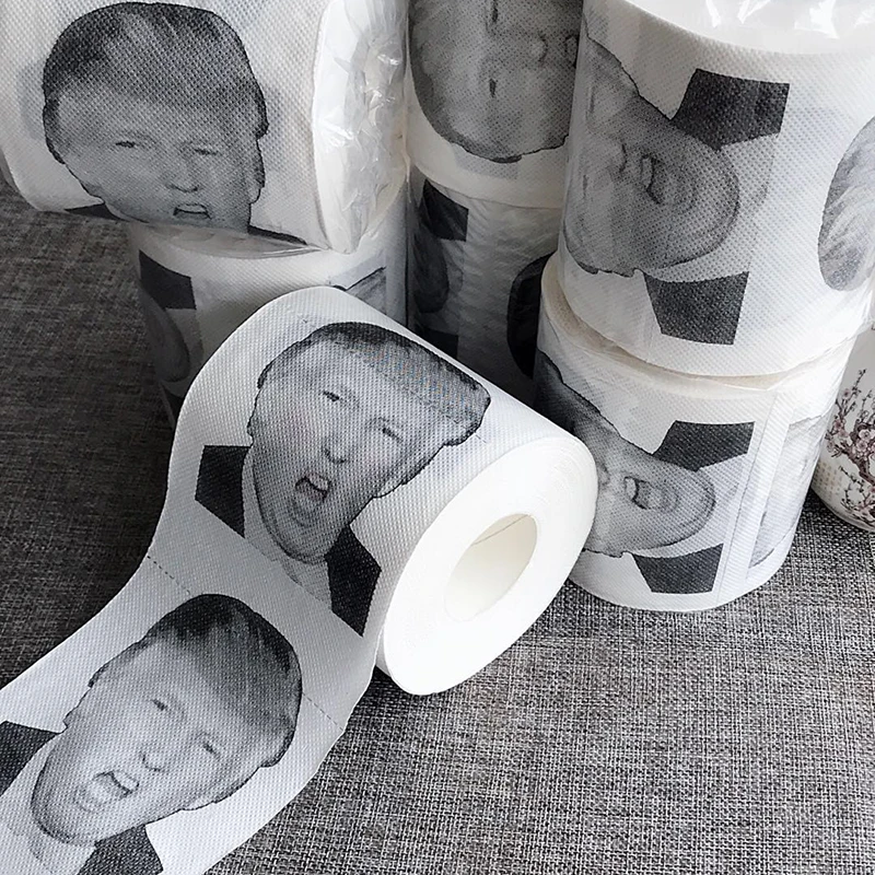 Joke Fun Paper Tissue Gag Gift Prank Joke Creative Bathroom Funny Toilet Paper President Donald Trump Toilet Paper Dropshipping images - 6