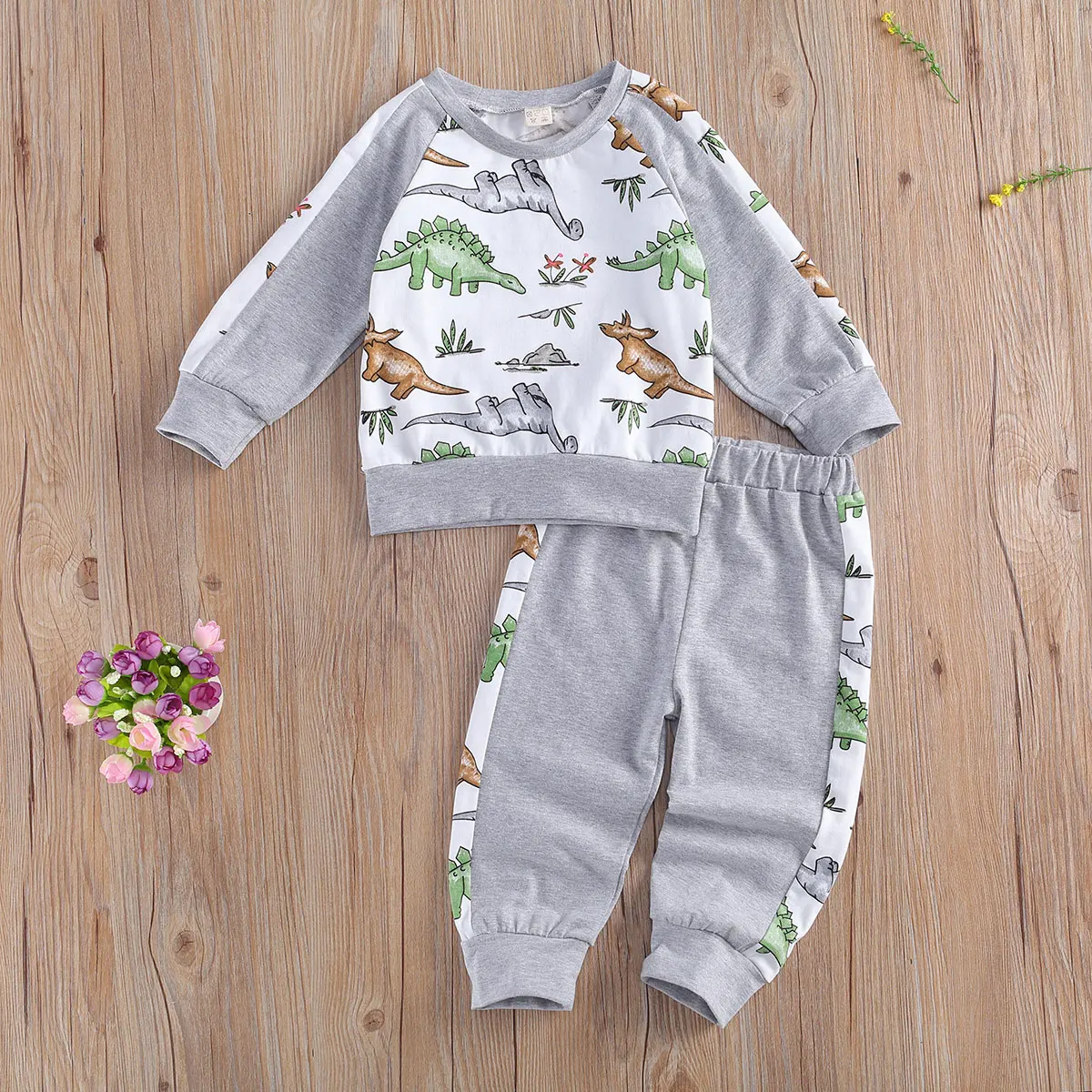 Осенний костюм для маленьких девочек и мальчиков 2 шт. Топ с длинным рукавом