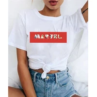 marvel series letters printed women t shirt harajuku summer fashion short sleeve o neck tee tops casual white female tshirt