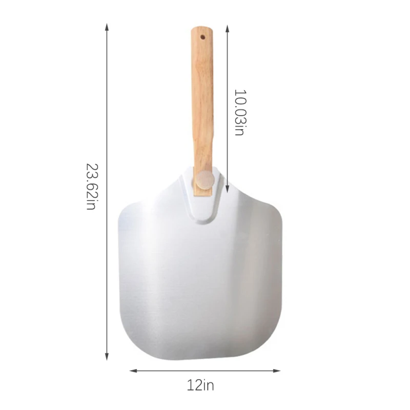 

60cm Aluminum Pizza Peel Shovel With Wooden Handle Cake Shovel Baking Tools Cheese Cutter Peels Lifter Tool Pizza Shovel