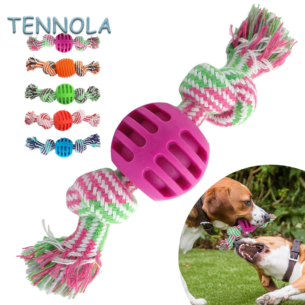 

4pcs Bite Resistant Dog Rope Toy Dog Chew Rope Rubber Interactive Knot Design Puppy Teething For Aggressive Chewers Pet Supplies