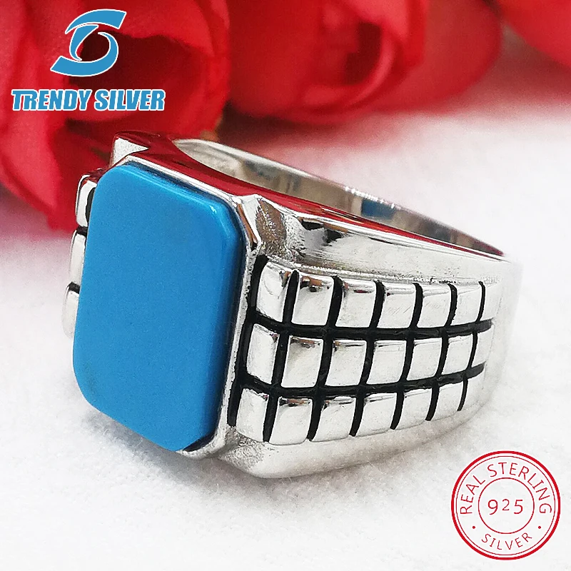 Серебро 925 ювелирные украшения мужские кольца аксессуары бирюзовый драгоценный