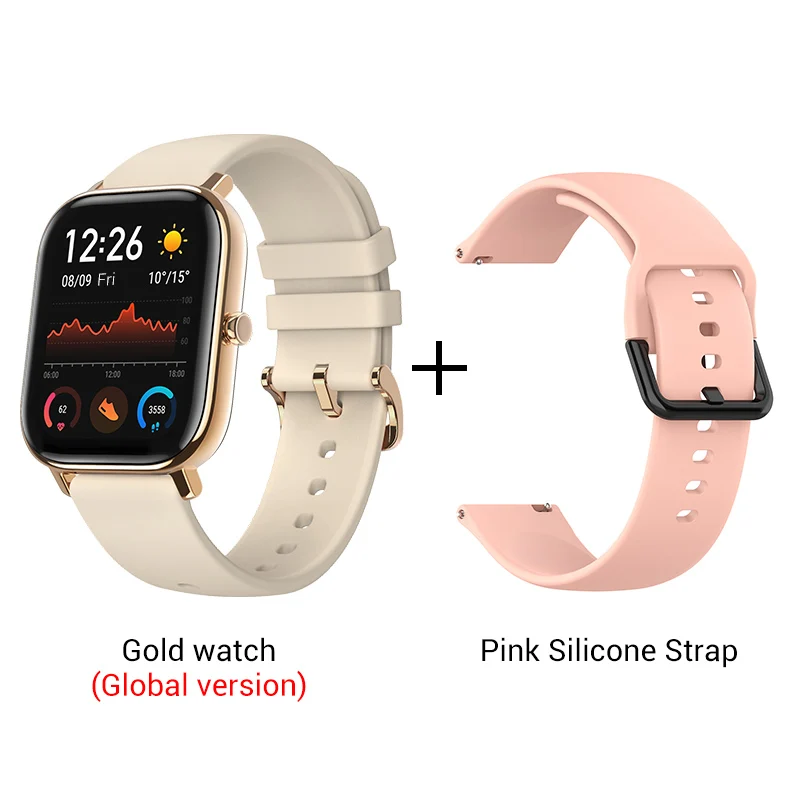 Gold n Pink strap Xiaomi Amazfit GTS Smartwatch 341PPI AMOLED дисплей 5 атм водонепроницаемый 14 дней батарея gps управление музыкой - Цвет: Gold n Pink strap
