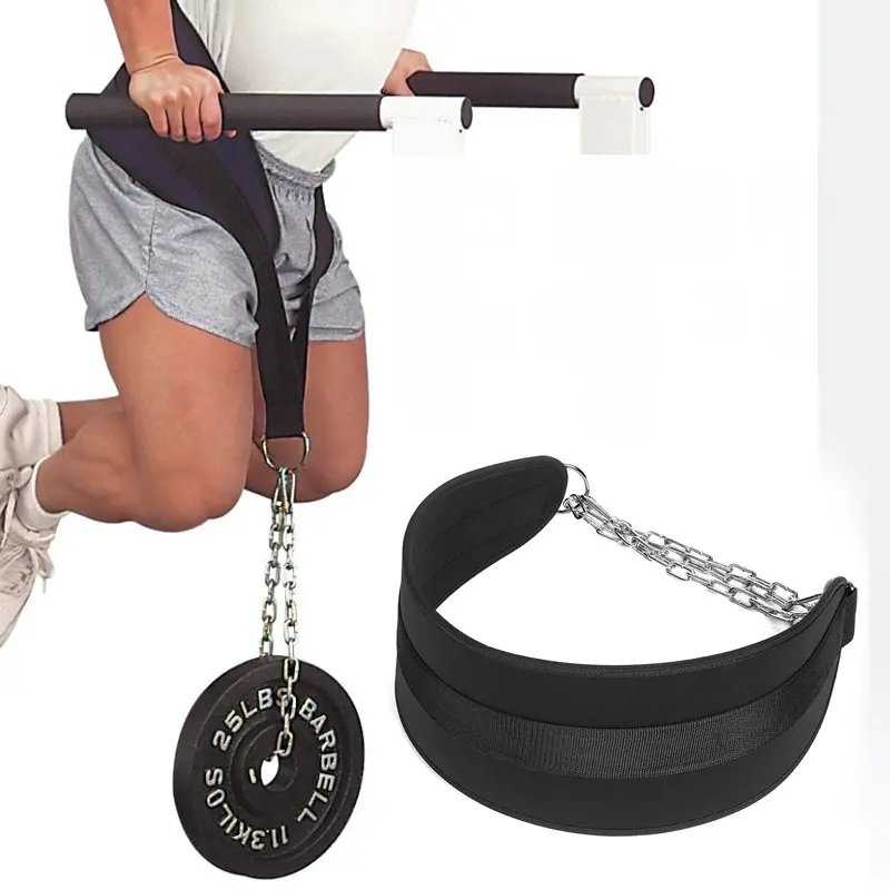 

Nylon Fitness Belt, 150KG Load Bearing Waist Support with Chain, Weight Lifting Exercise Fitness Belt, Gym Body Building Belt