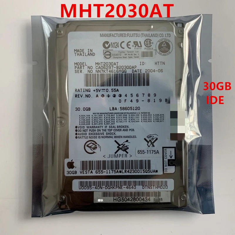 

Original New HDD For Fujitsu 30GB 2.5" IDE 2MB 4200RPM 9.5MM For Internal Hard Disk For Notebook HDD For MHT2030AT