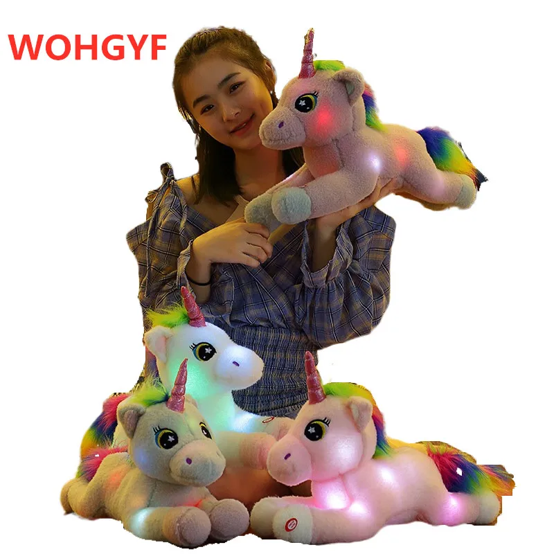 

50cm Cute LED Luminous Unicorn Plush Toys Stuffed Animals Pegasus Gleaming Doll for Children Girls Birthday Christmas Gift