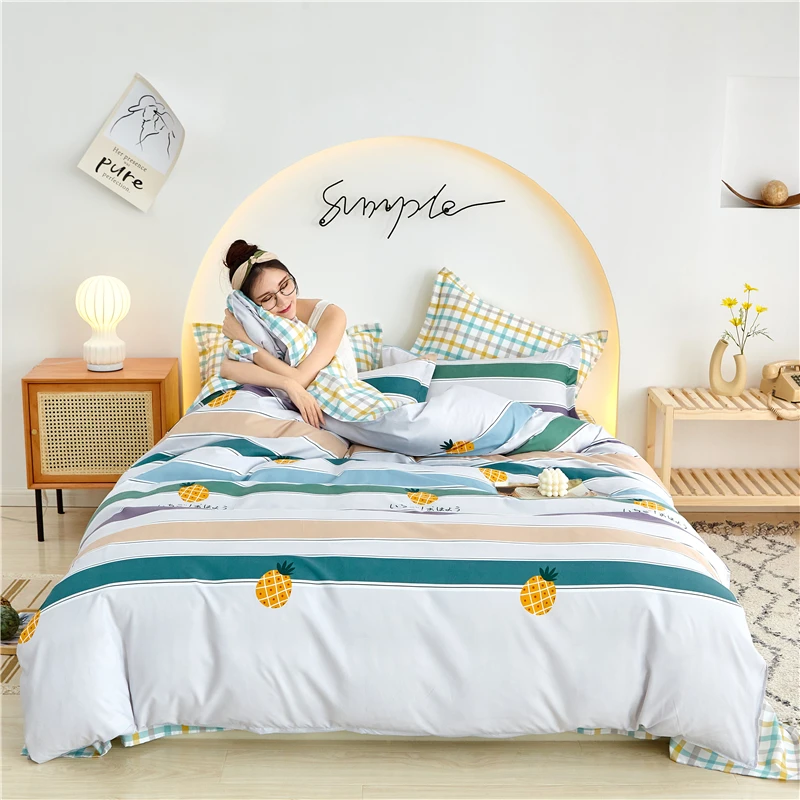 

2021 new promotion duvet cover sheet bed cover bedding set comfortable and skin-friendly pillowcase for students and children