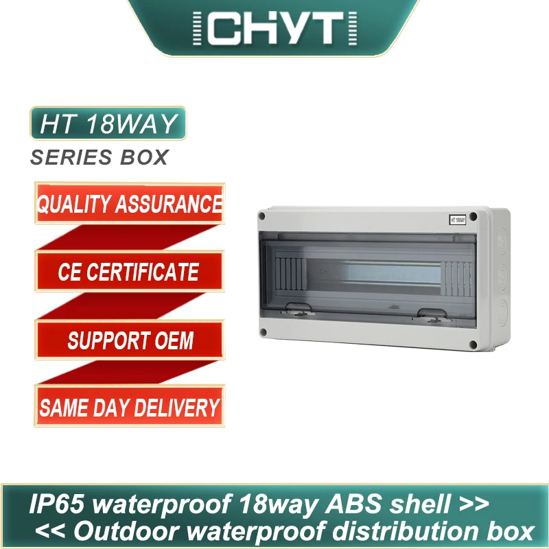 

CHYT HT 18WAY Outdoor Waterproof IP65 PC Plastic Electrical Junction Box MCB Switch Panel Mounted Distribution Box