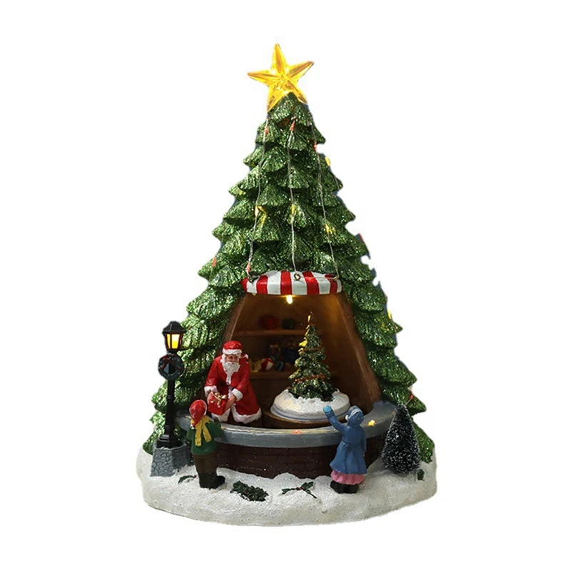 

Christmas Home Decor Glowing Christmas Houses Village Decoration Tree with Light Children'S Gifts Ornaments