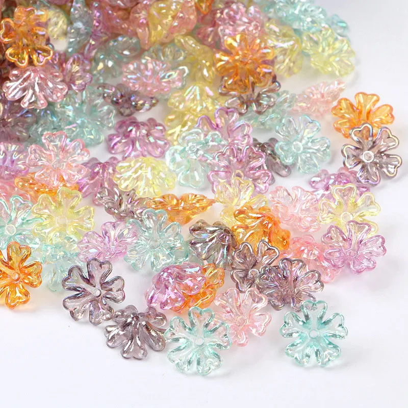 Разноцветные акриловые бусины с цветами цветные разделители ярких цветов для