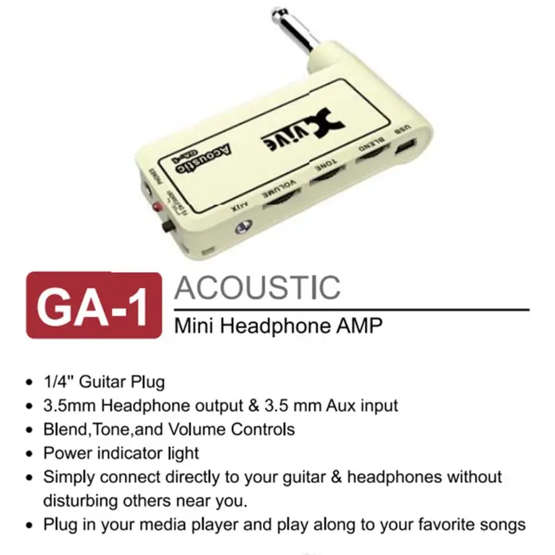 

New 1pc Guitar Plug Mini Portable Recharge Elec Headphone Amp Amplifier Acoustic/ Rock/ Metal/ Delay/