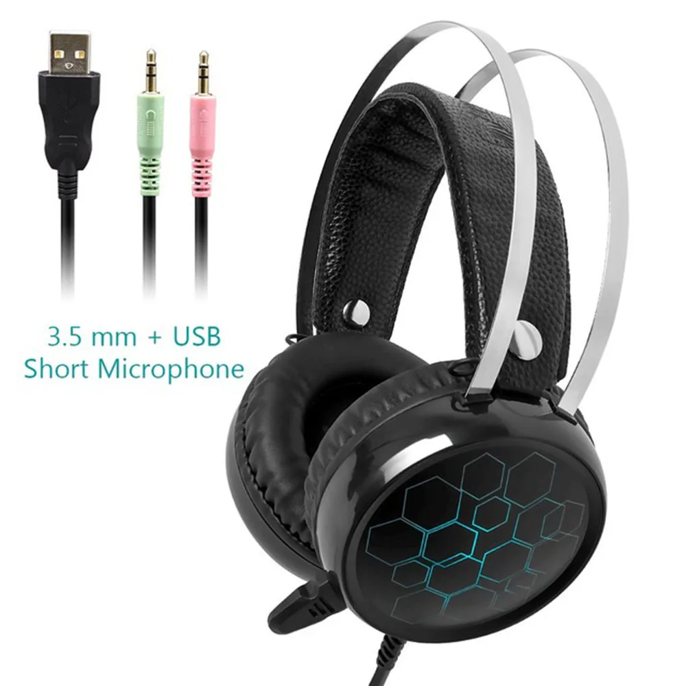 Short Mic 3.5 Игровые наушники 7,1, гарнитура, наушники с микрофоном, геймер, объемный звук, USB, проводной, для ПК, компьютера, Xbox PS4, RGB светильник - Цвет: Short Mic 3.5