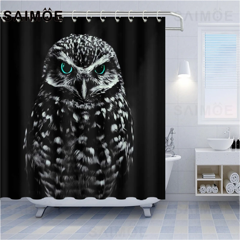 Занавеска для душа SAIMOE с изображением диких животных s Тигр и сова занавеска