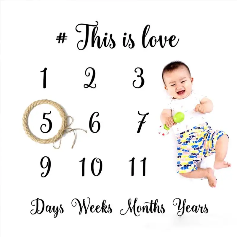 

Baby Monthly Milestone Month Growth Blanket Photography Background Props Photoshoot Supplies for Baby Shower Gifting